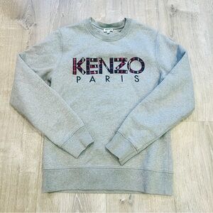 Kenzo Paris Men Gary Sweatshirt LS Crewneck red black plaid Spellout logo size M